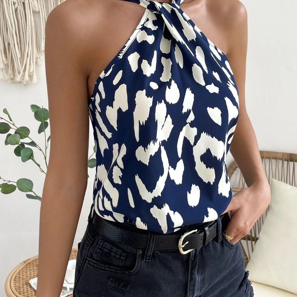 Boho animal Print Halter Neck Blouse - Picture 3 of 5